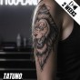 Tatuaż jagua półtrwały groźny lew w geometrii