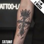 Tatuaż jagua półtrwały krzyż z koroną