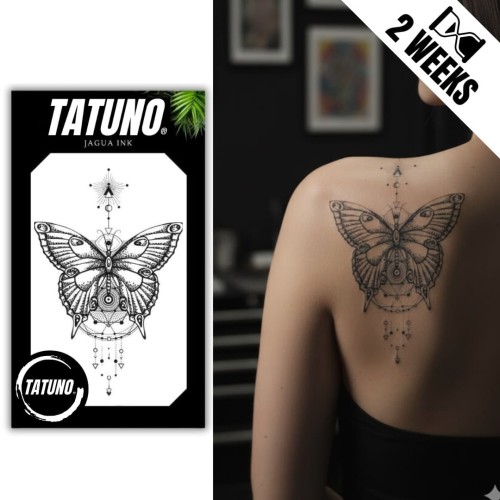 Tatuaż jagua półtrwały motyl geometria mandala